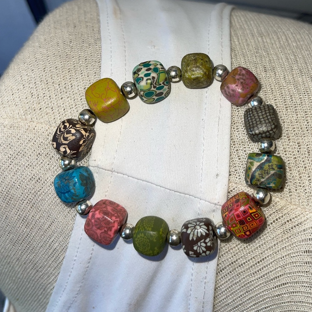 Viva Beads Bracelets Stretchy Square & Round Clay Beads